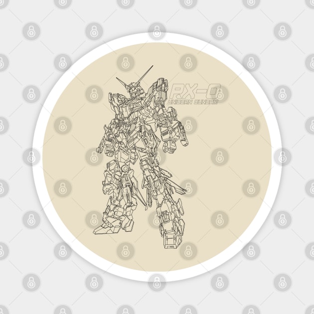 Gundam Unicorn Lineart Style Magnet by CoretanVector